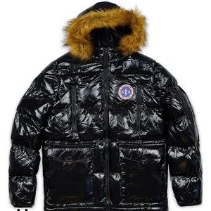 🆕 REASON Wet Glossy Black Icy shiny Puffer Jacket
